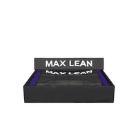 Schwarze Klappbox mit ML-Praegung, drehbares 3D-Modell